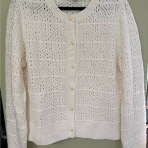 LOFT White Textured Cardigan